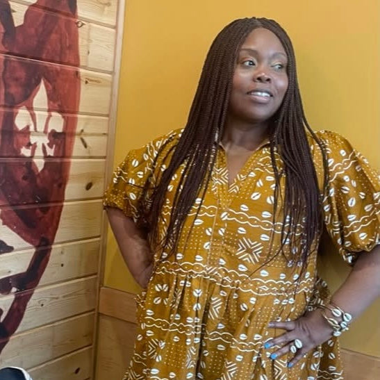 Ankara Mudcloth Print Dress