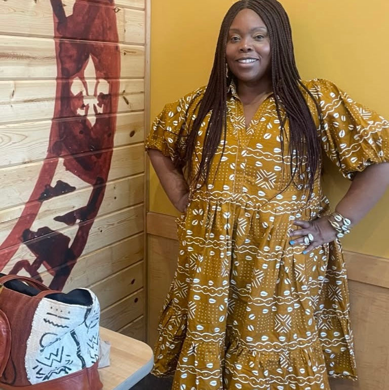 Ankara Mudcloth Print Dress