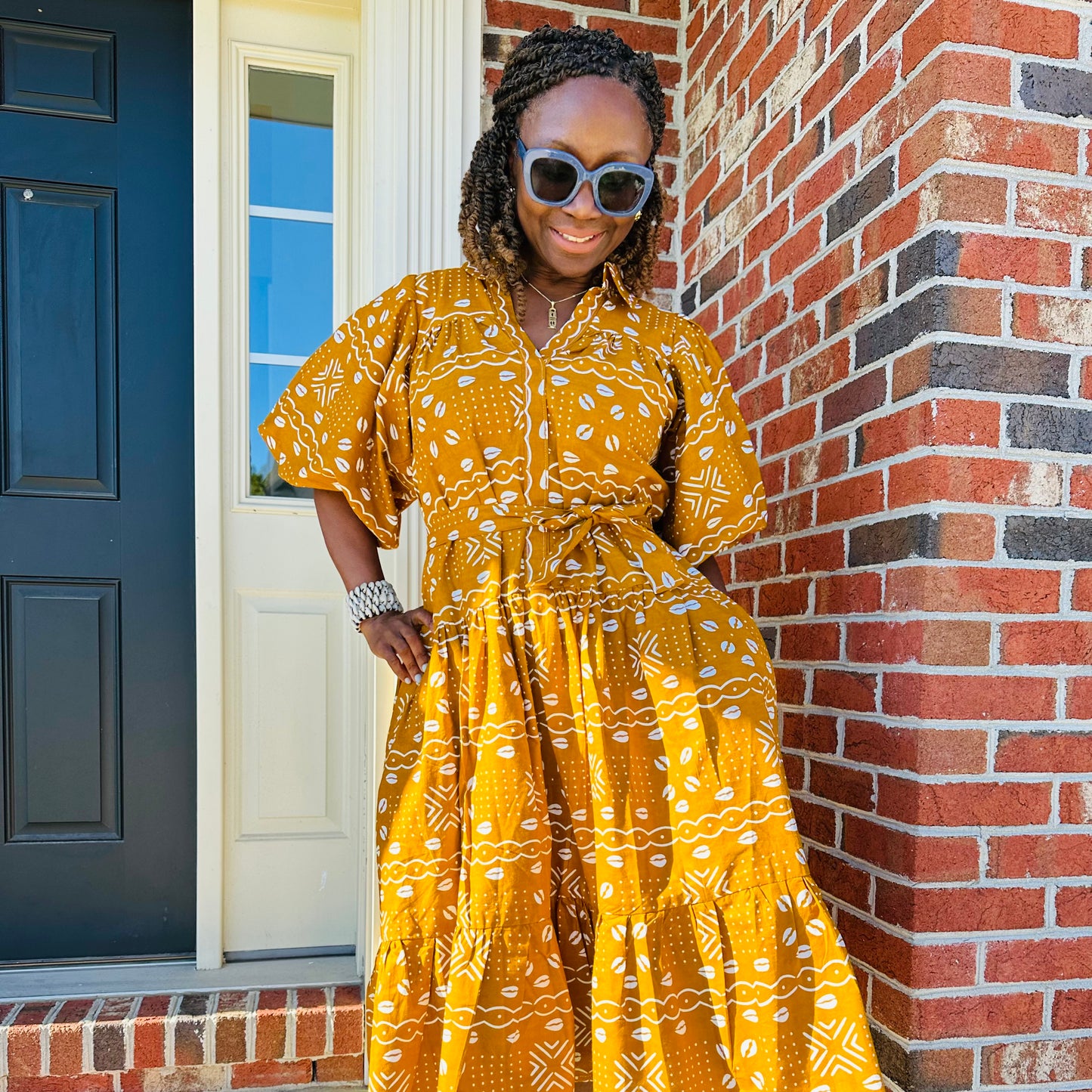 Ankara Mudcloth Print Dress