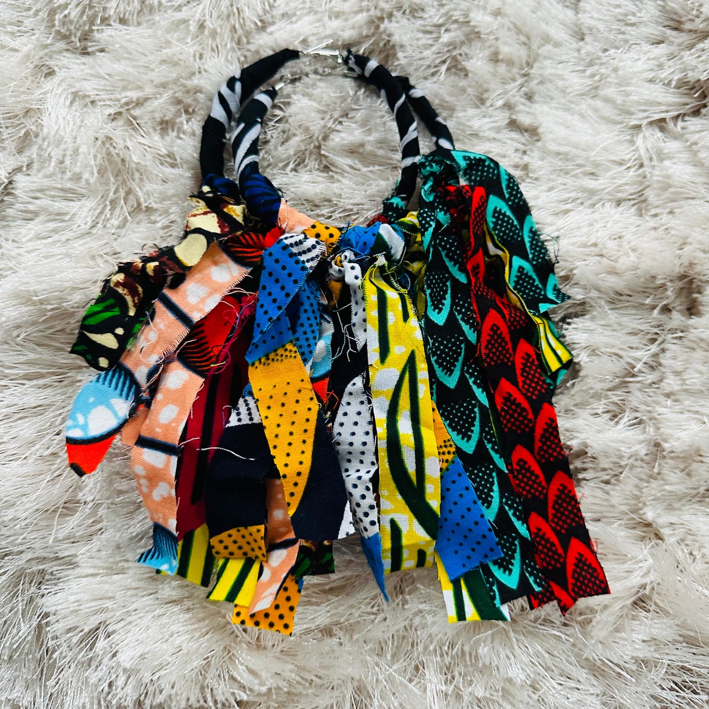 Ankara Hoop Fringe Earrings