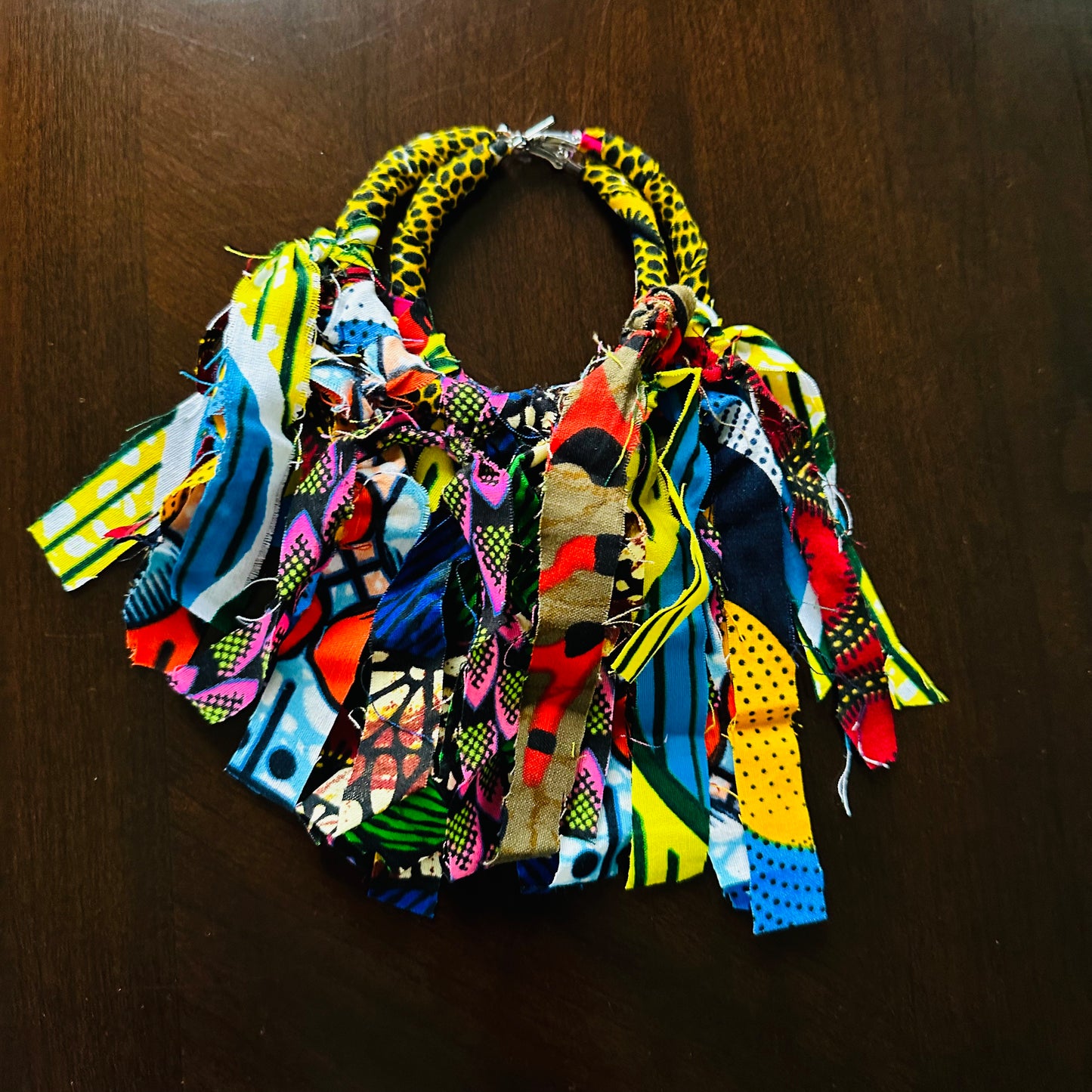 Ankara Hoop Fringe Earrings