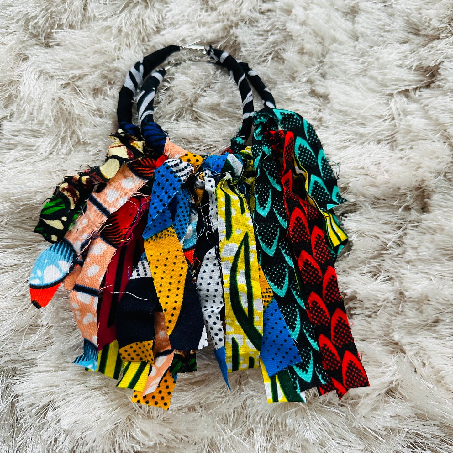 Ankara Hoop Fringe Earrings