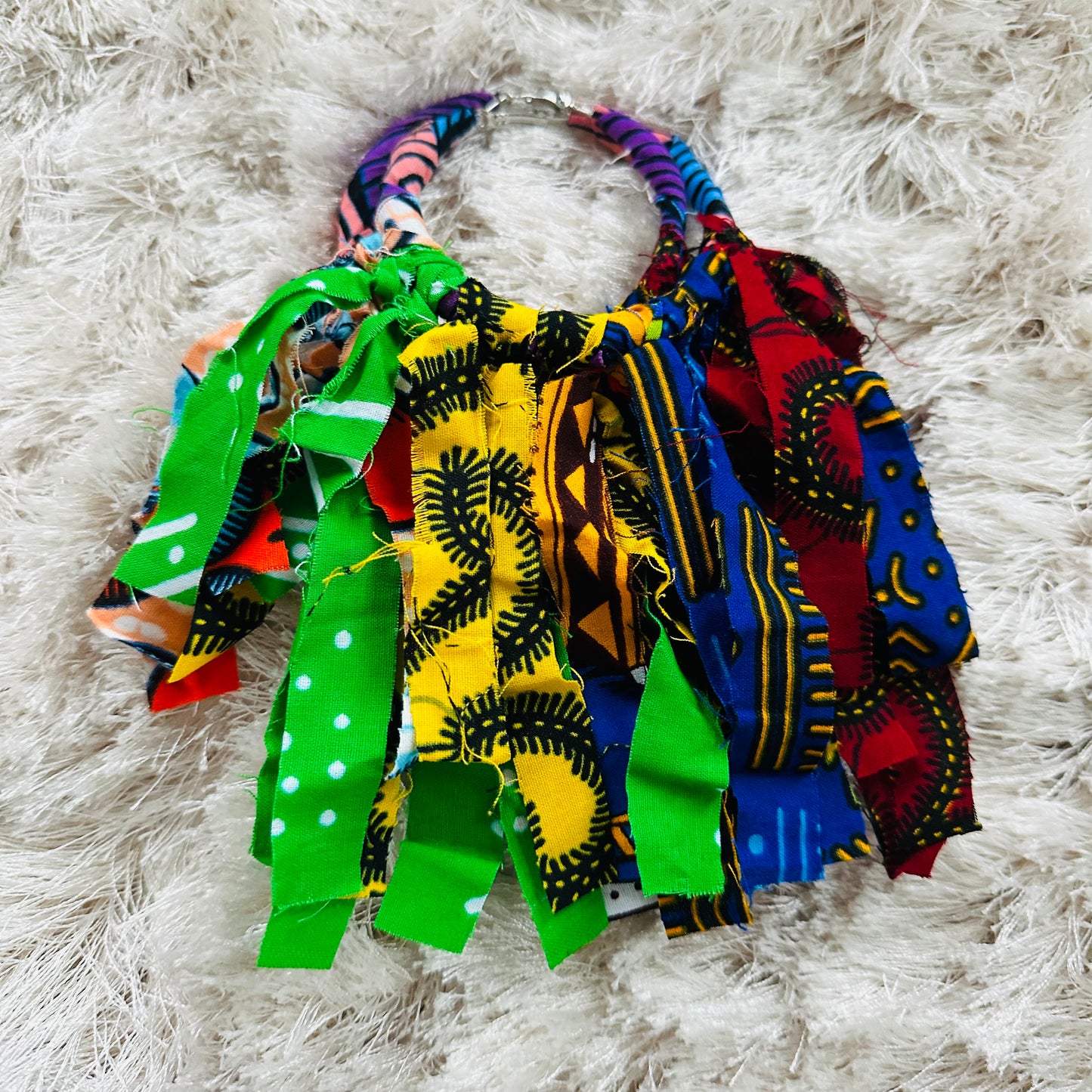 Ankara Hoop Fringe Earrings