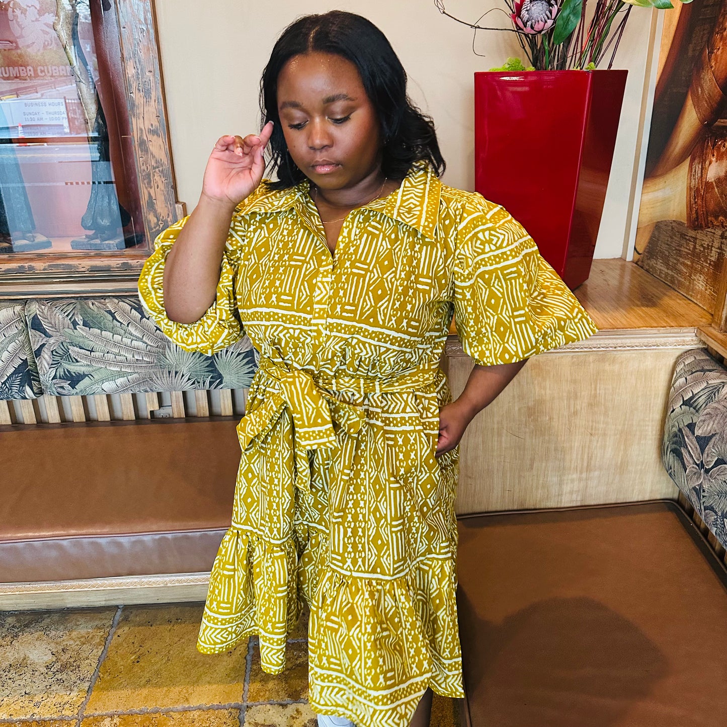 Ankara Mudcloth Print Dress