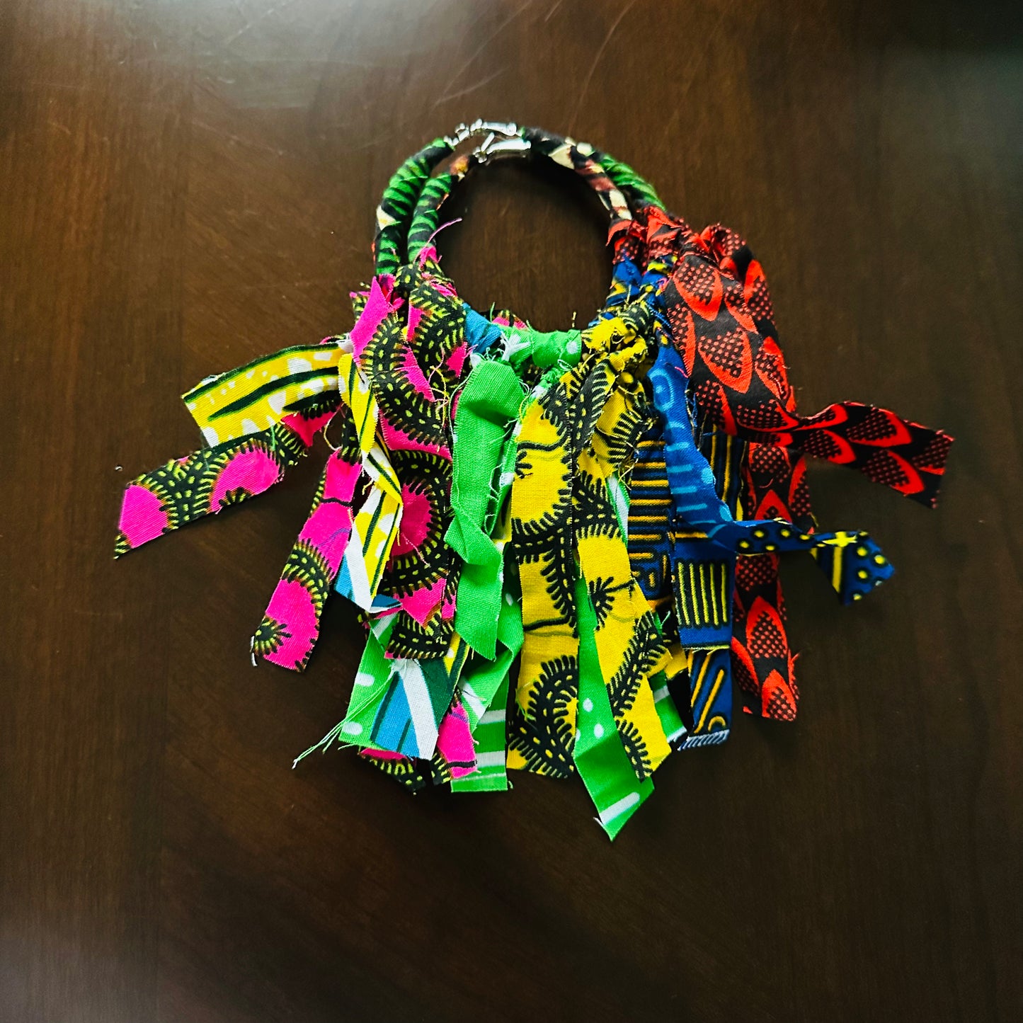 Ankara Hoop Fringe Earrings