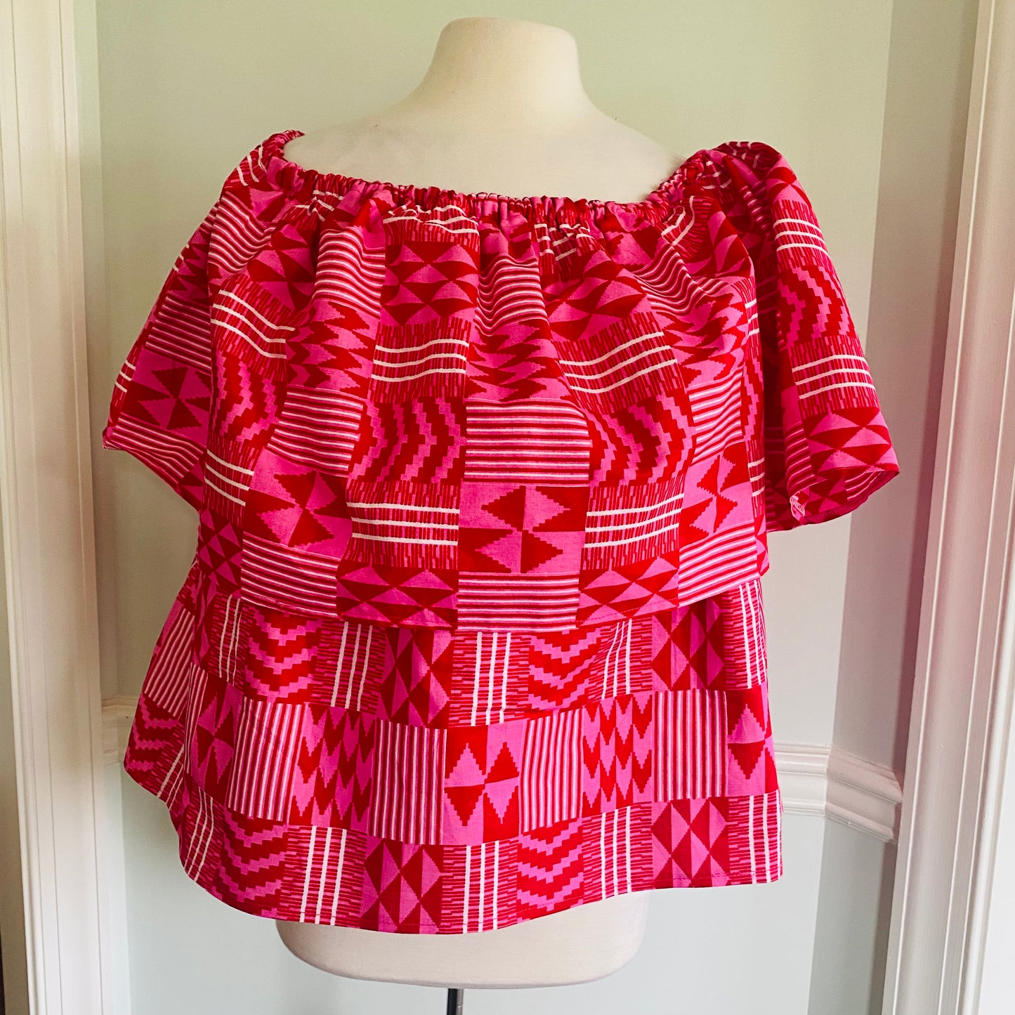 Pink Kente Print Top