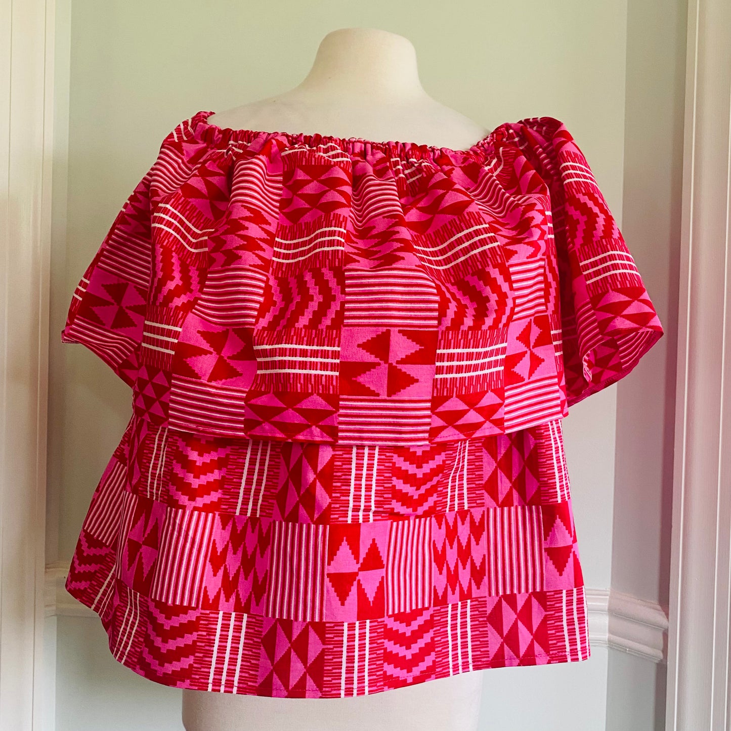 Pink Kente Print Top