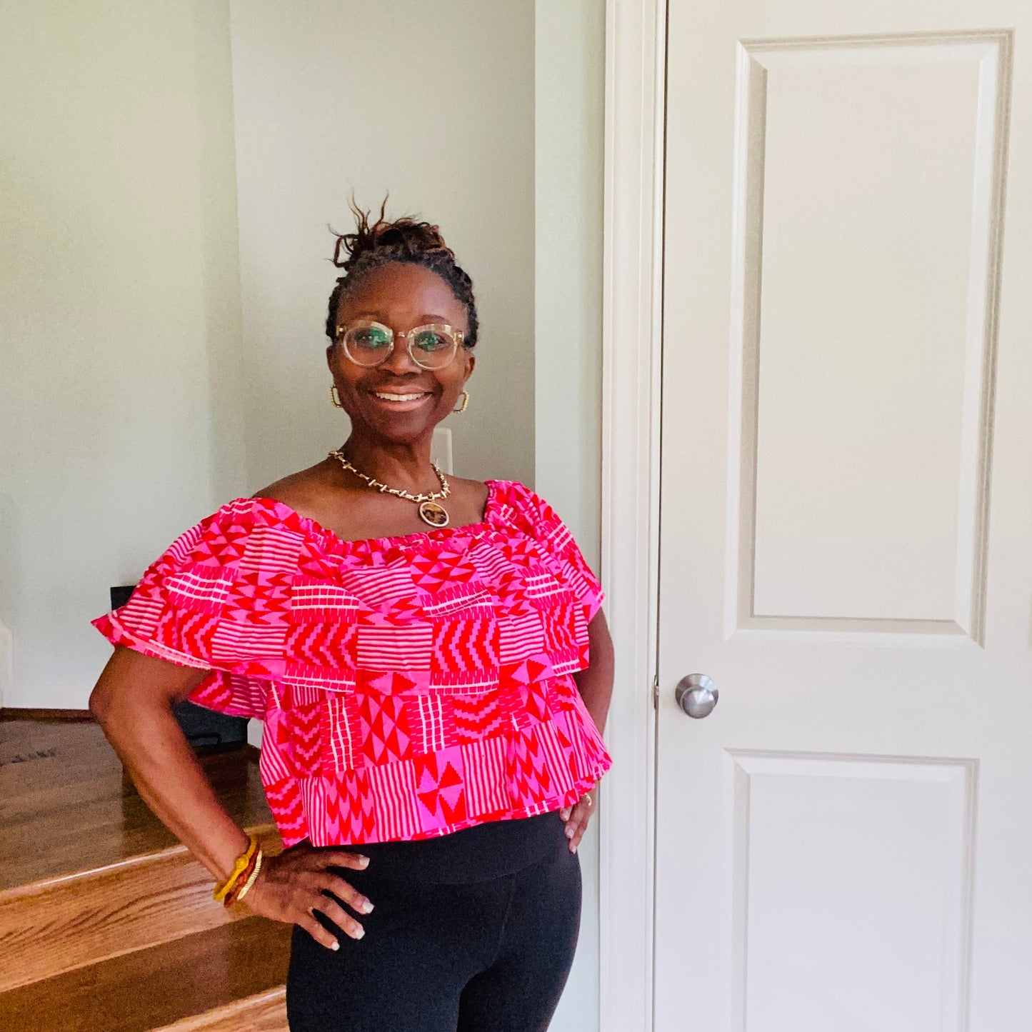 Pink Kente Print Top