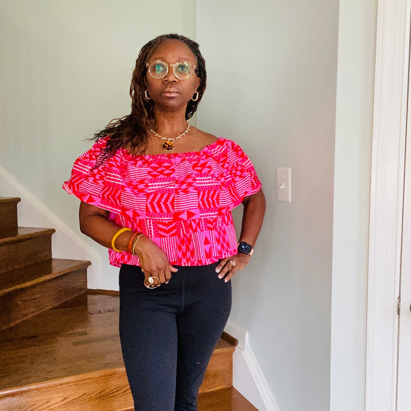 Pink Kente Print Top