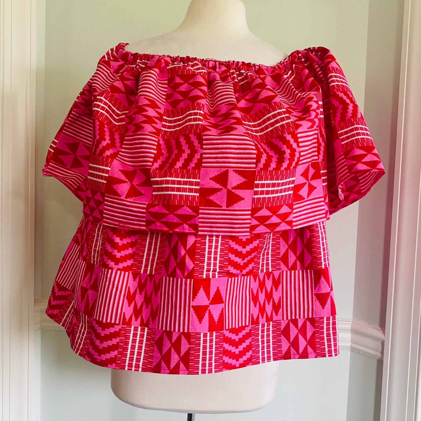 Pink Kente Print Top