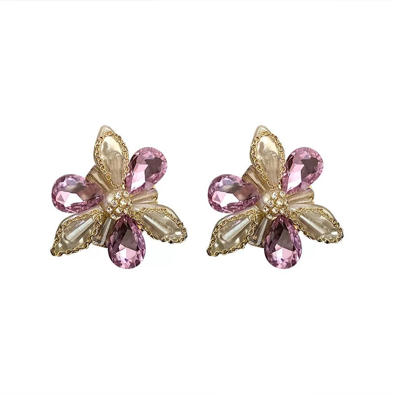 Crystal Flower Oversized Studs