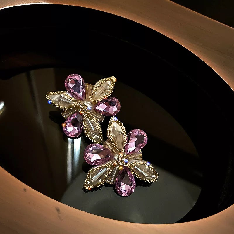 Crystal Flower Oversized Studs
