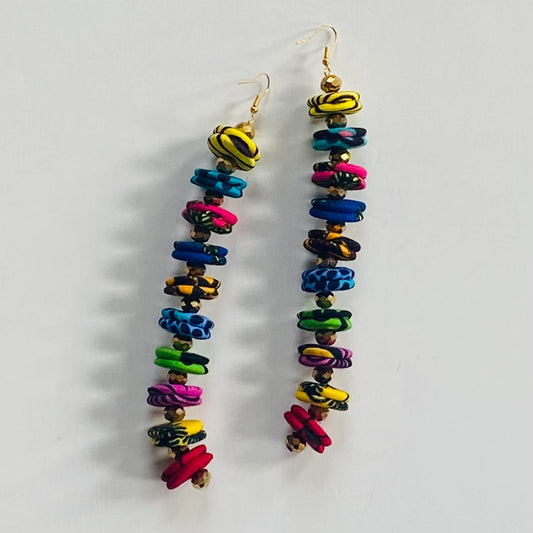 Long Button Earrings