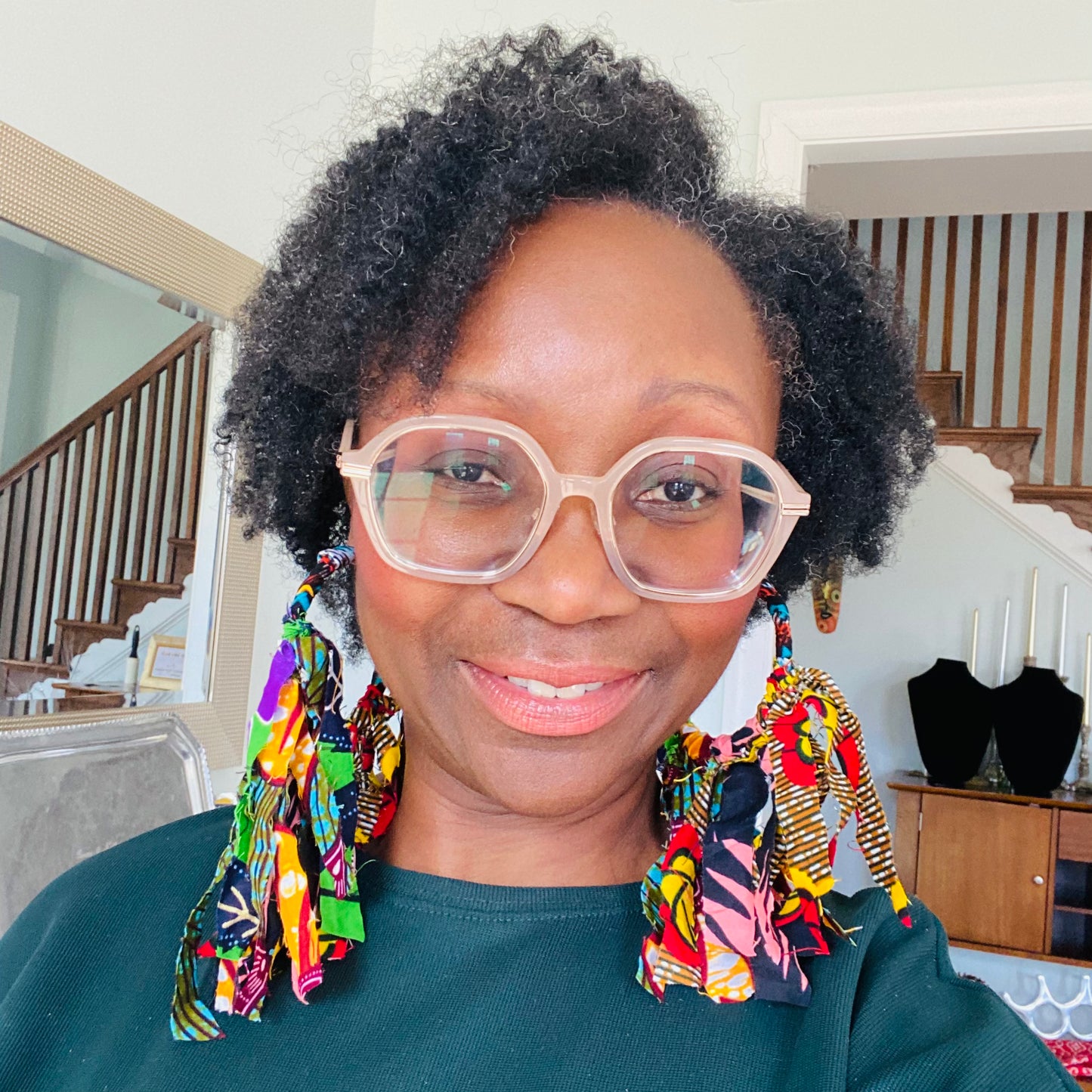 Ankara Hoop Fringe Earrings