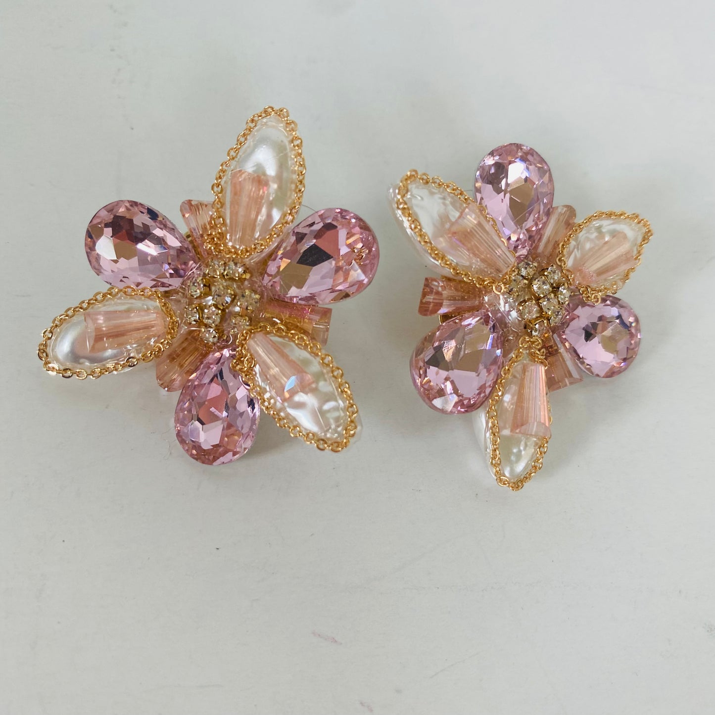 Crystal Flower Oversized Studs