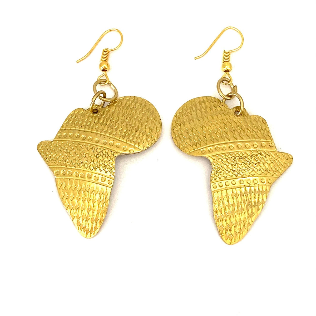 Handmade brass Map of Africa earrings