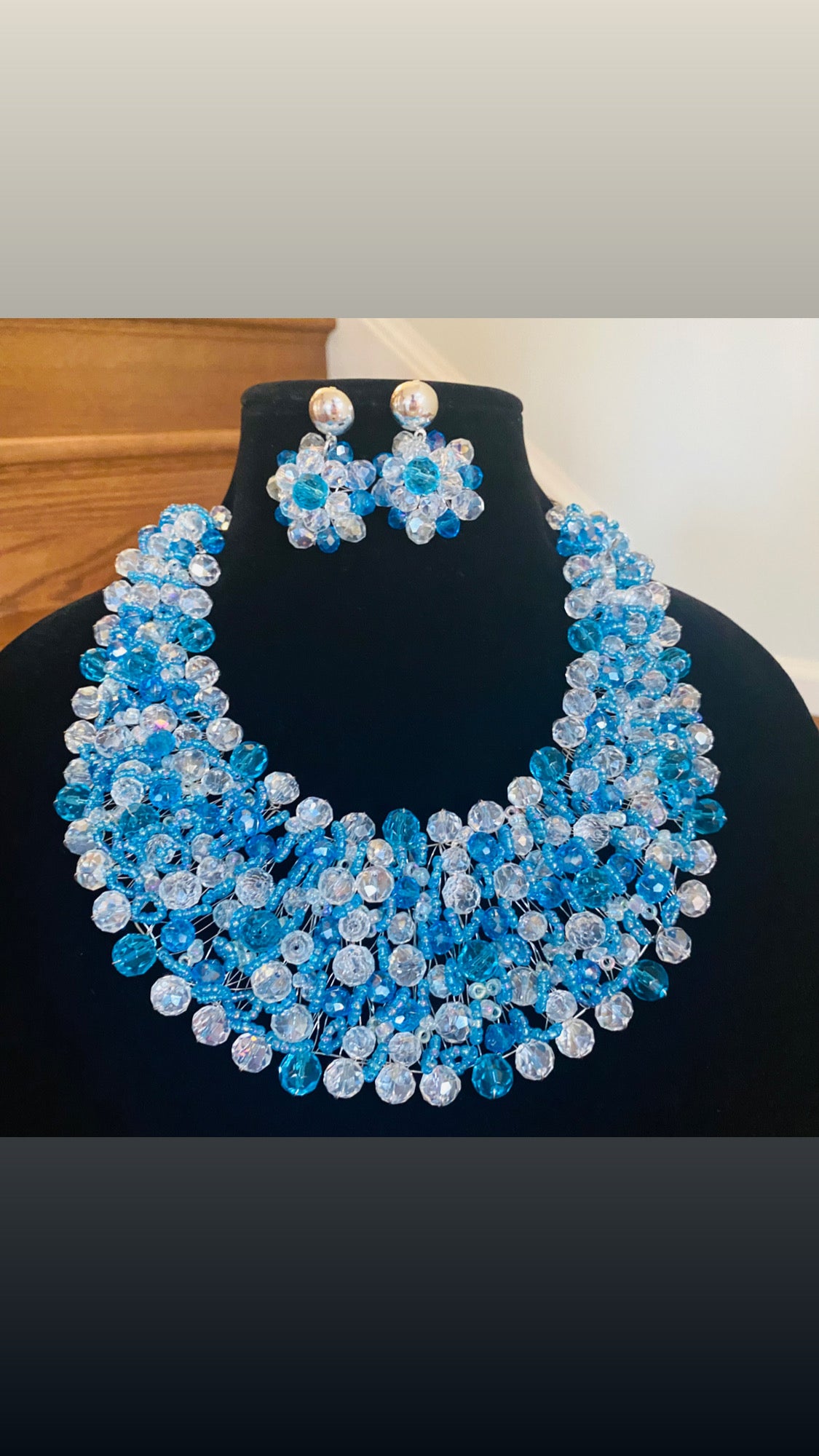 Crocheted Crystal Necklace w/ Earrings – view 17