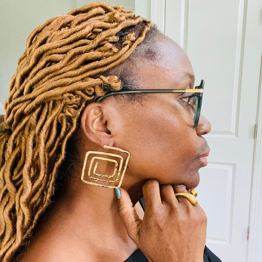 African Brass Hoops – African earrings – view 6
