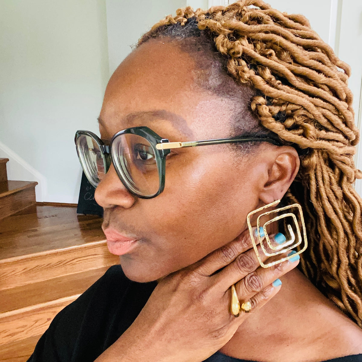 African Brass Hoops – African earrings – view 4