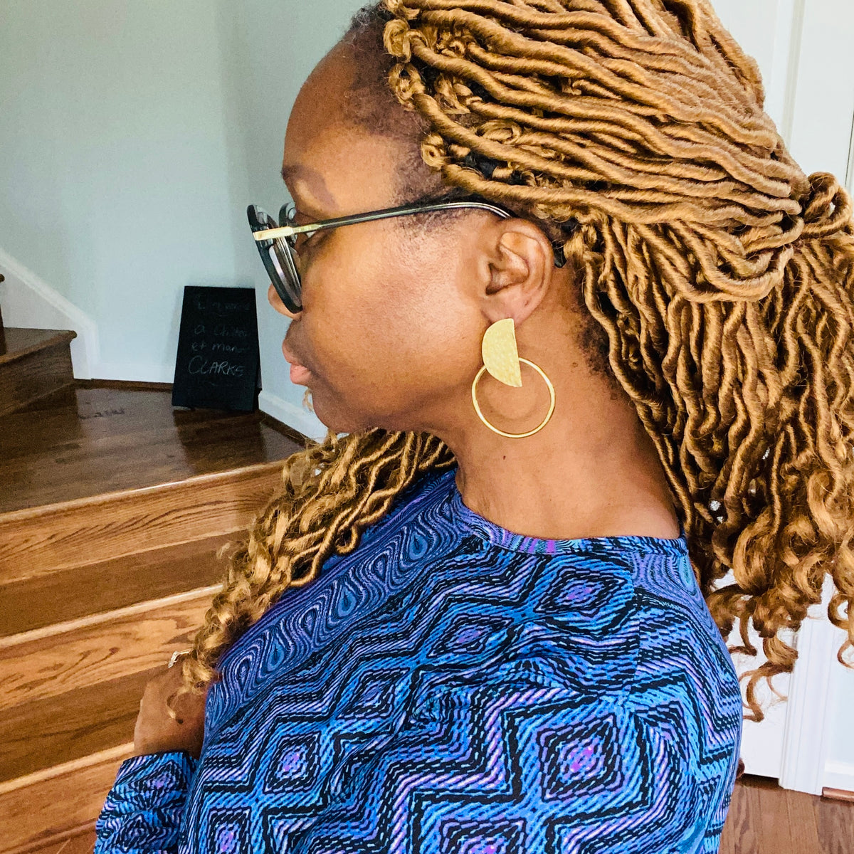 African Brass Hoops – African earrings – view 7