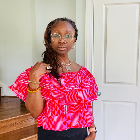 Pink Kente Print Top