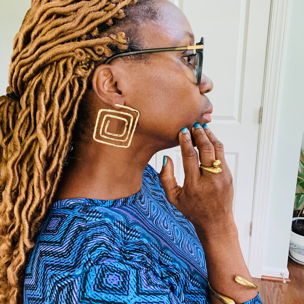 African Brass Hoops – African earrings – view 5