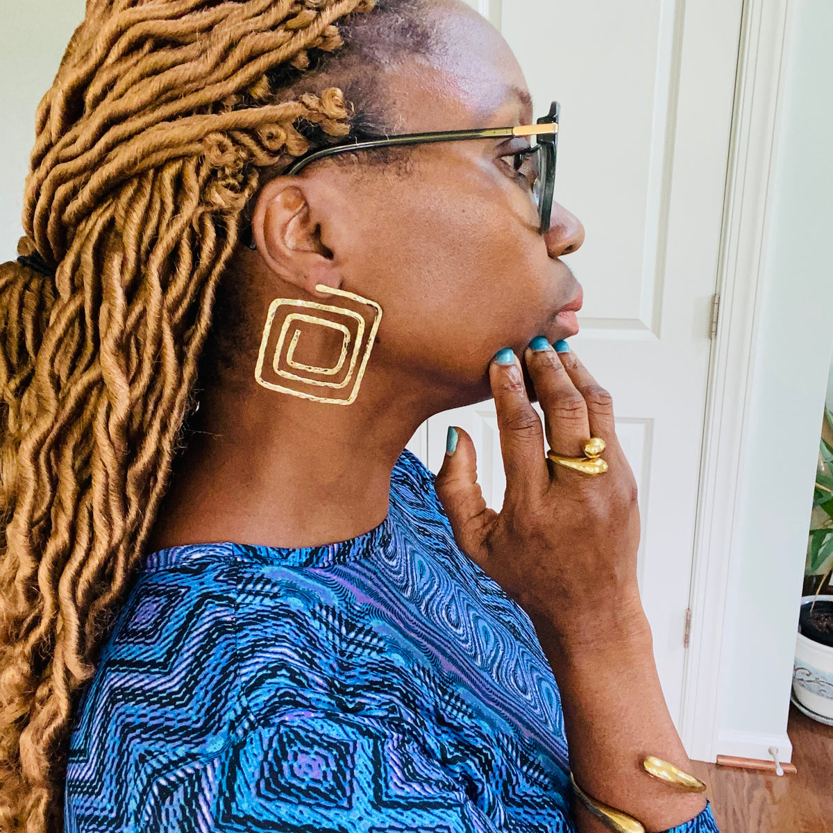 African Brass Hoops – African earrings – view 5