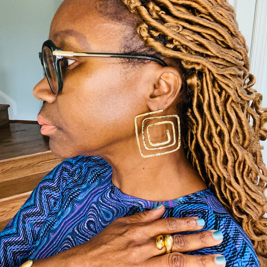 African Brass Hoops – African earrings – view 9