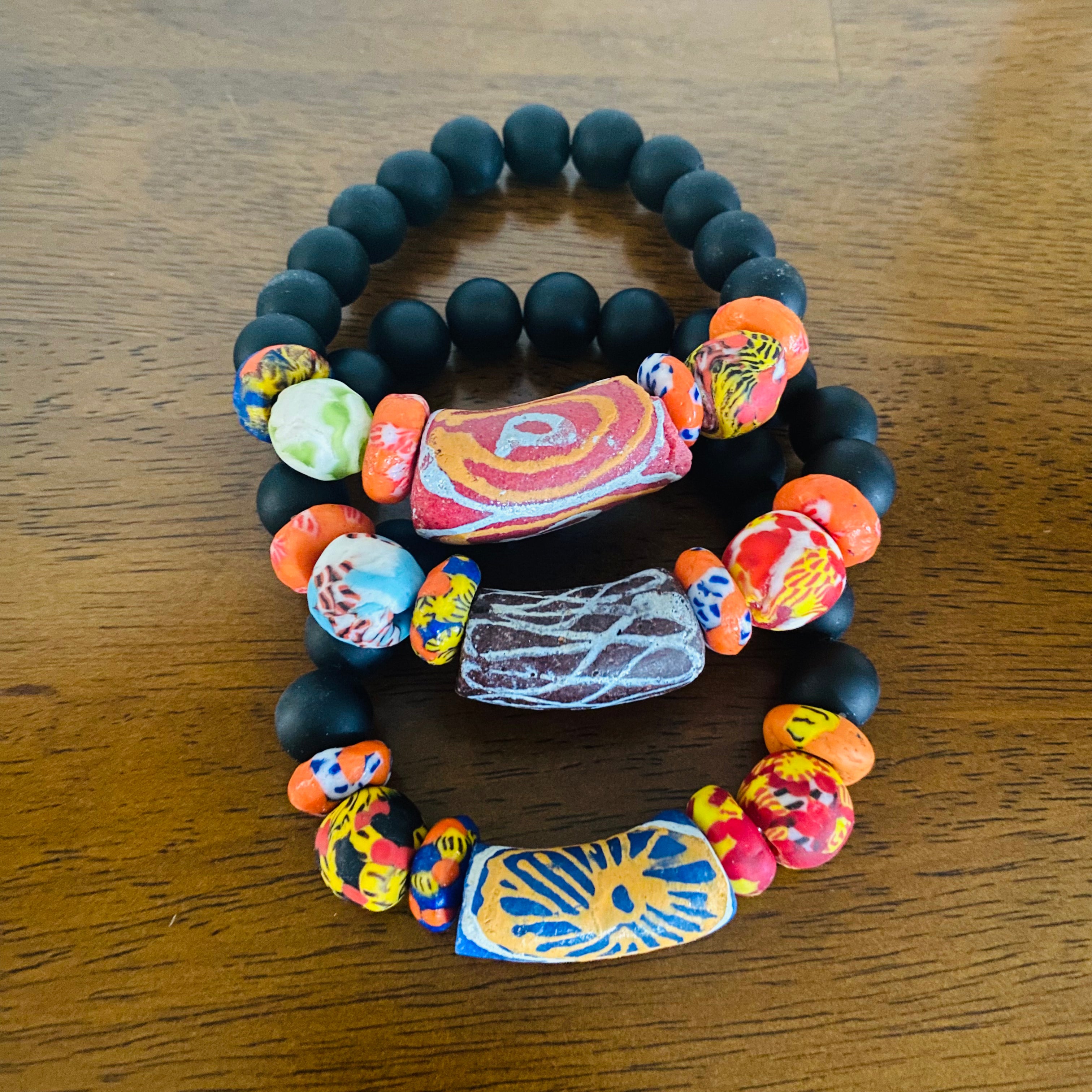Black Color Block Bracelets