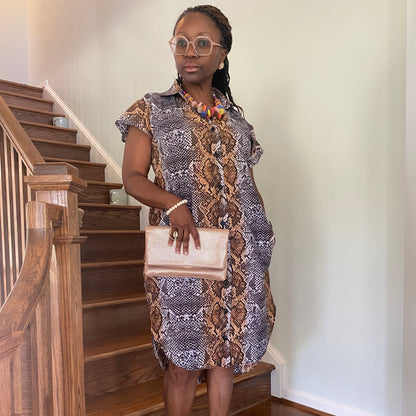Snakeskin Print Shirt Dress