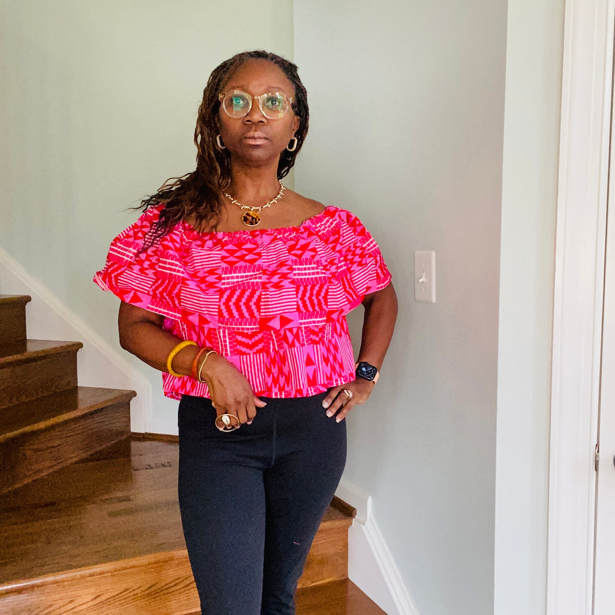 Pink Kente Print Top – view 2