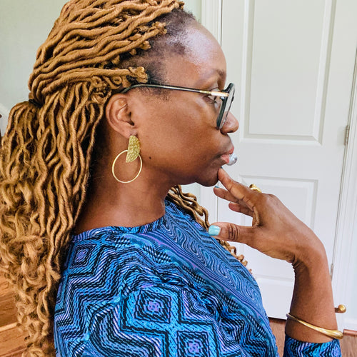 African Brass Hoops – African earrings – view 2