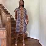 Load image into Gallery viewer, Snakeskin Print Shirt Dress
