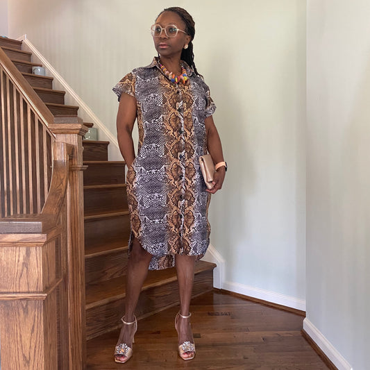 Snakeskin Print Shirt Dress