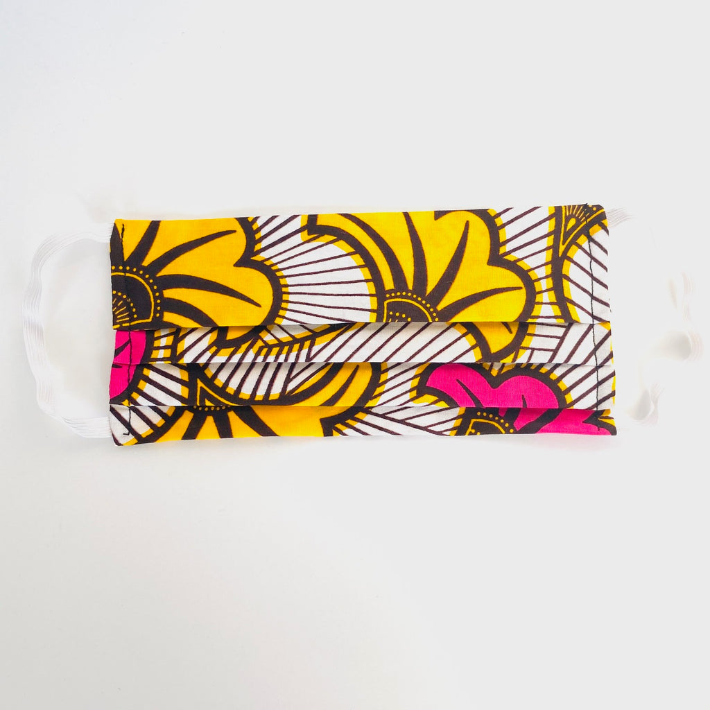 Pink Lemonade African print face mask – view 3