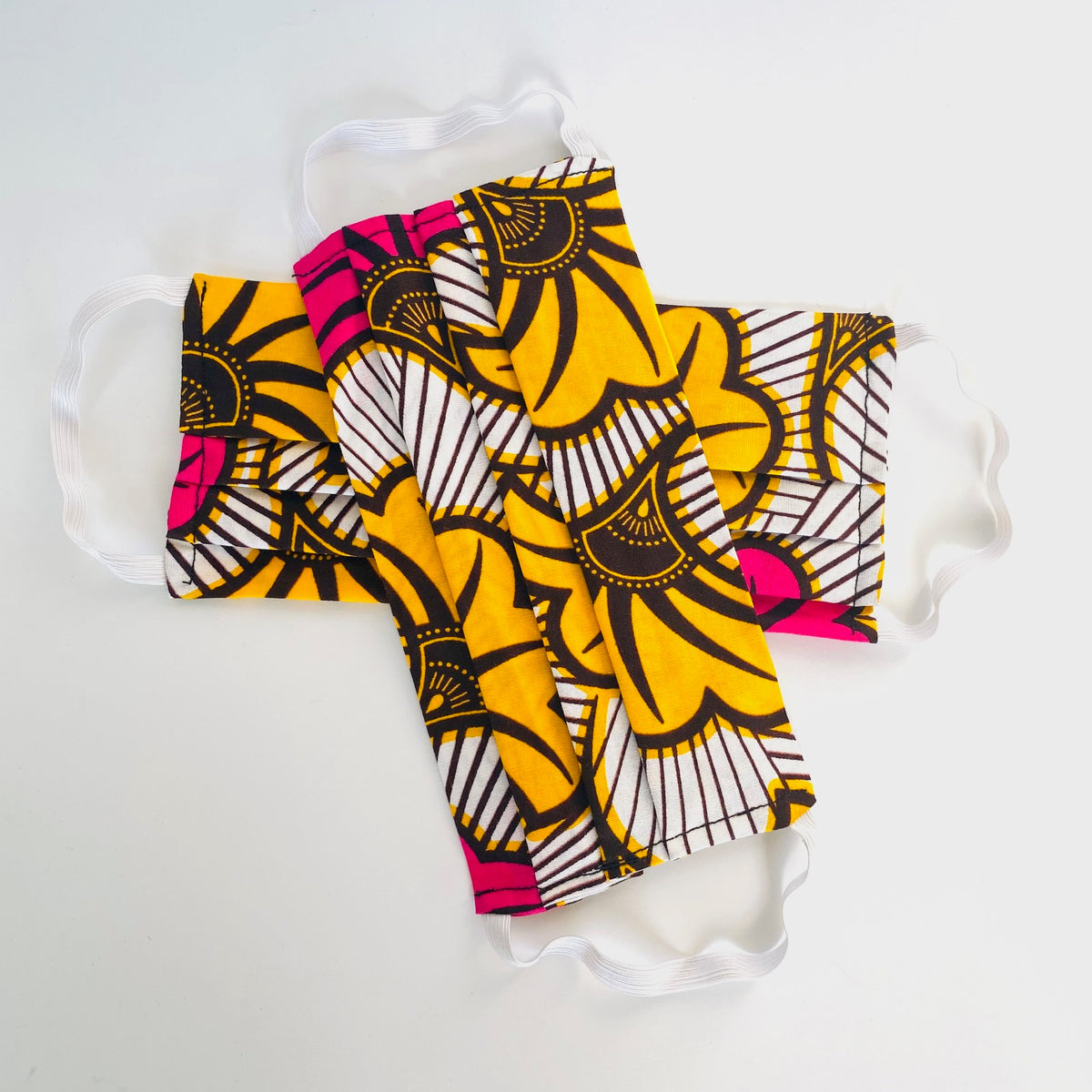 Pink Lemonade African print face mask – view 4
