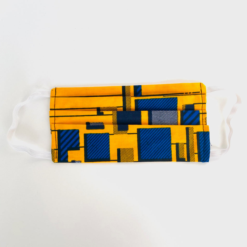 Yellow Haze African print face mask – view 3