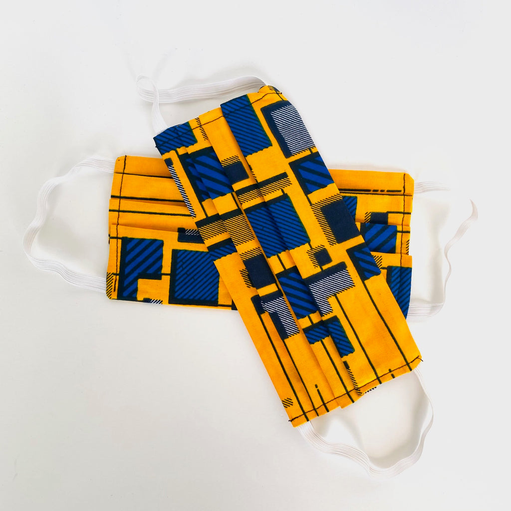 Yellow Haze African print face mask – view 4