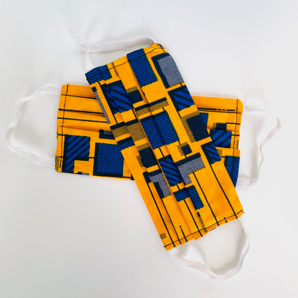 Yellow Haze African print face mask – view 5