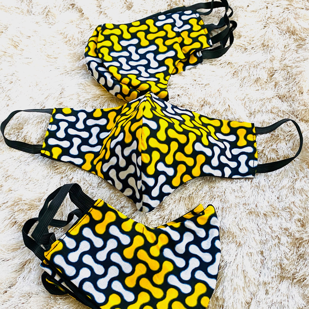 Bumblebee African print face mask – view 3