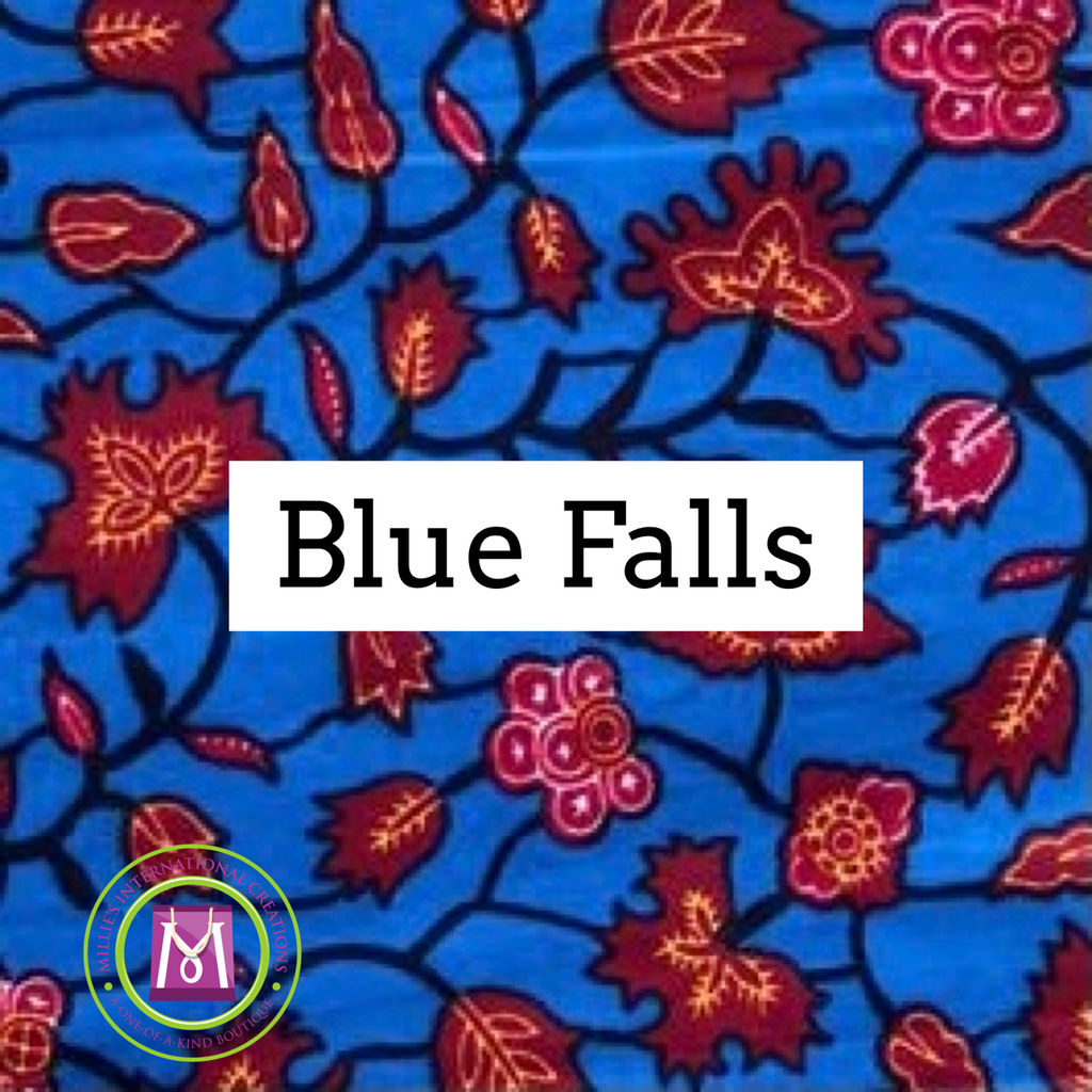 Blue Falls African print face mask – view 2