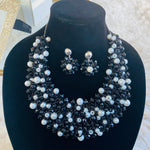 Load image into Gallery viewer, Crocheted Crystal Necklace w/ Earrings
