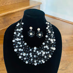 Load image into Gallery viewer, Crocheted Crystal Necklace w/ Earrings
