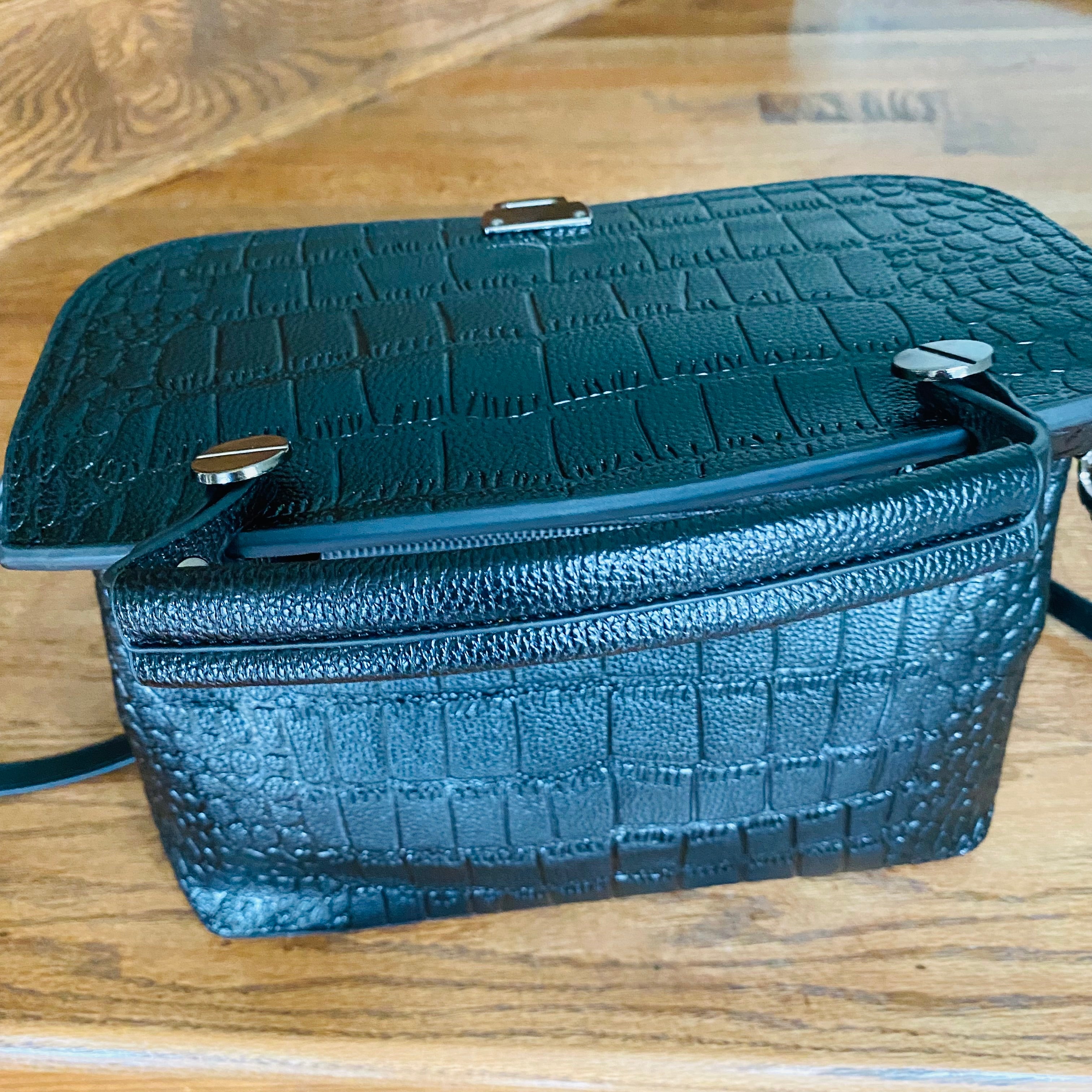 Embossed Leather Bag - Black