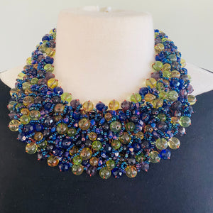 Crocheted Crystal Necklace w/ Earrings