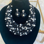 Load image into Gallery viewer, Crocheted Crystal Necklace w/ Earrings
