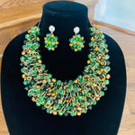 Load image into Gallery viewer, Crocheted Crystal Necklace w/ Earrings
