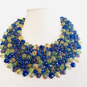 Crocheted Crystal Necklace w/ Earrings