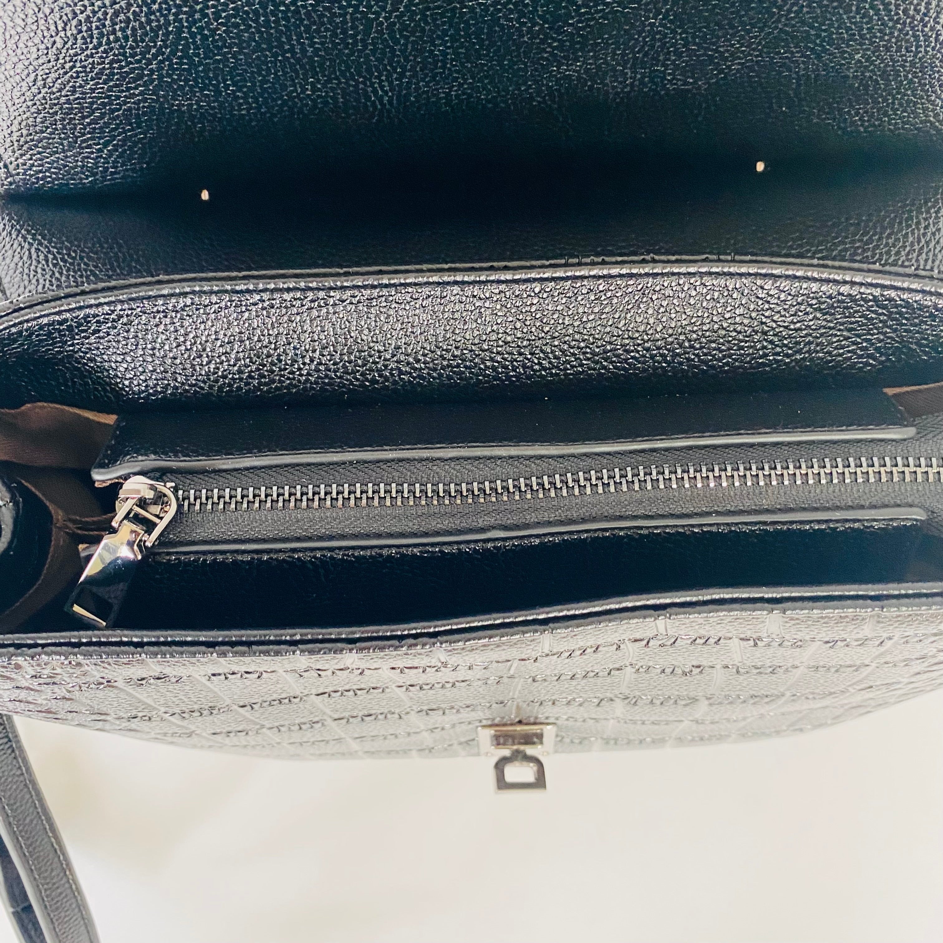 Embossed Leather Bag - Black
