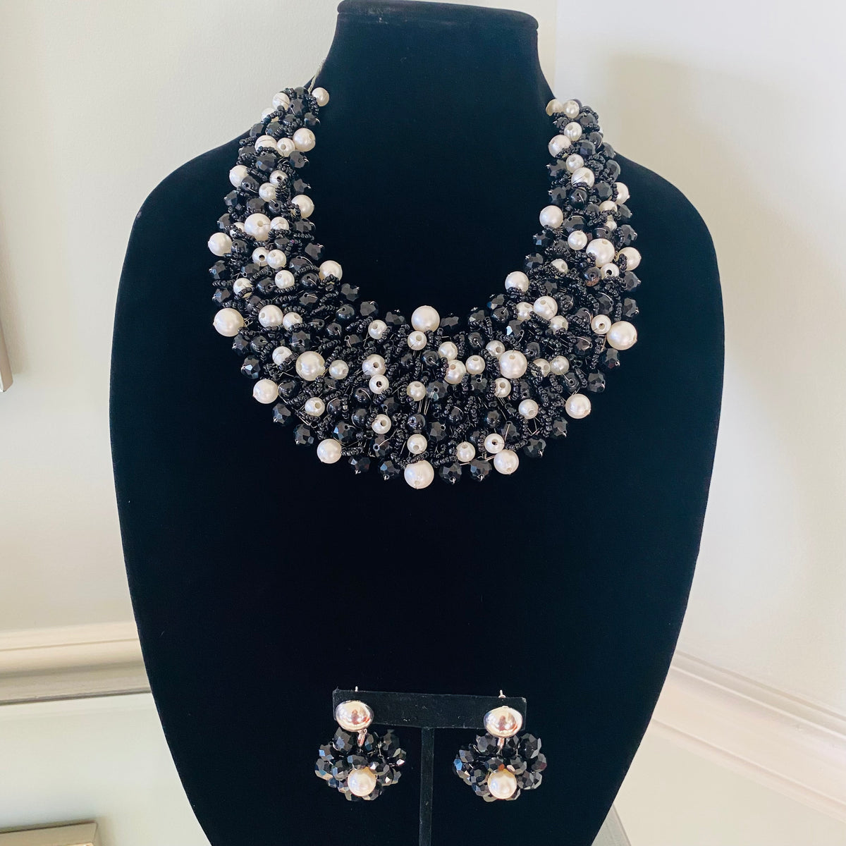 Crocheted Crystal Necklace w/ Earrings – view 9